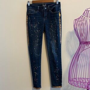 A.Z.I. Women's Dark Blue Paint Splatter Jeans